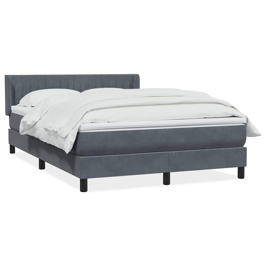 Boxspring met matras fluweel donkergrijs 160x220 cm – afbeelding 2