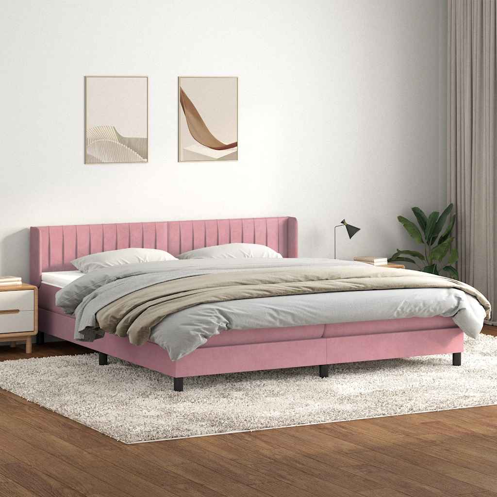 Boxspring met matras fluweel roze 180x220 cm – afbeelding 1