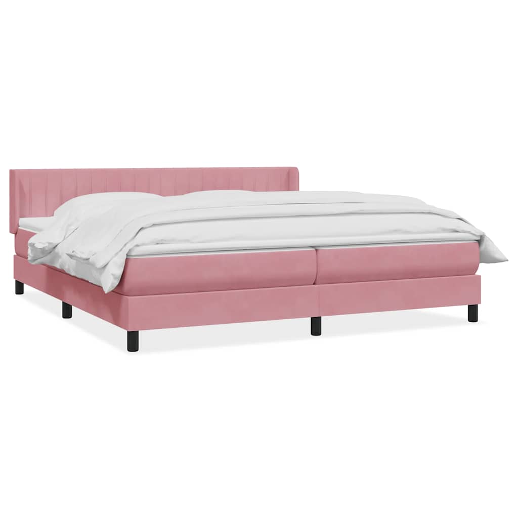 Boxspring met matras fluweel roze 180x220 cm – afbeelding 2