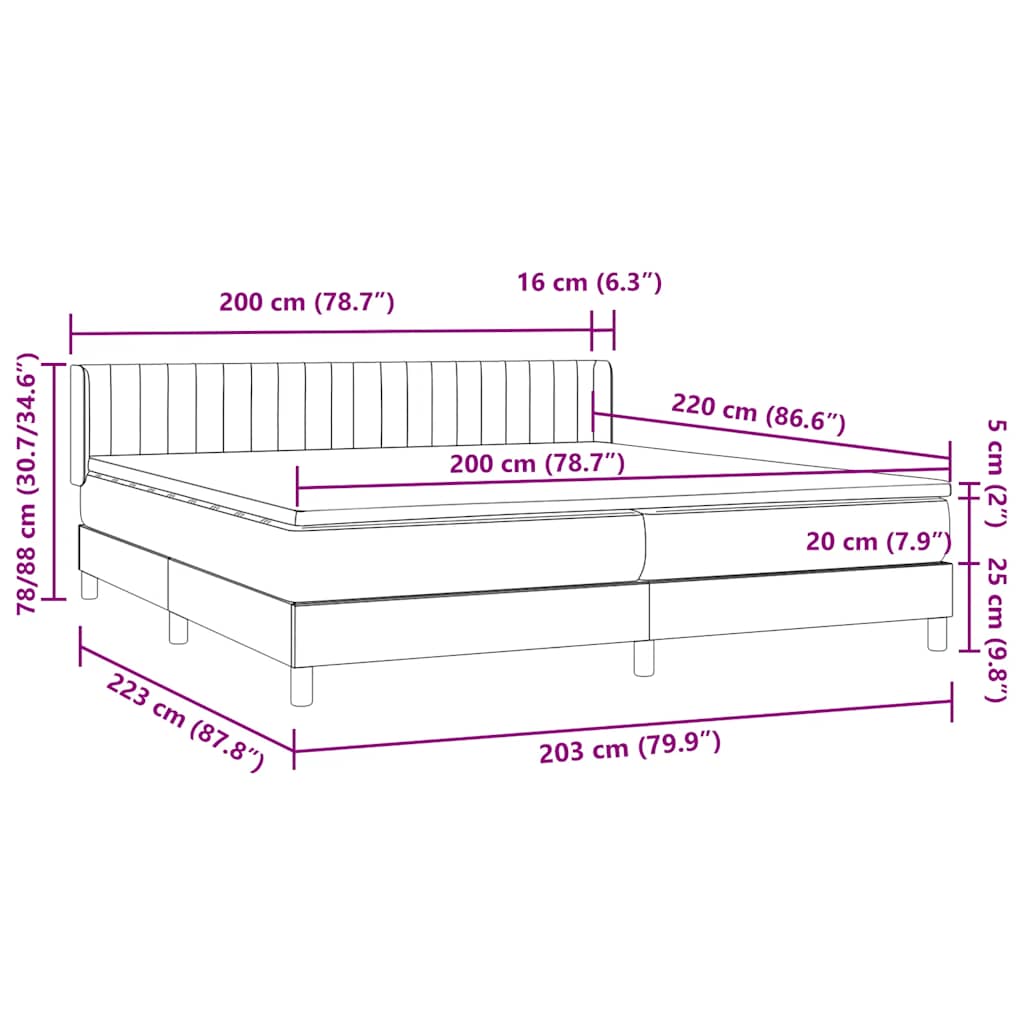 Boxspring met matras fluweel donkergrijs 200x220 cm – afbeelding 12