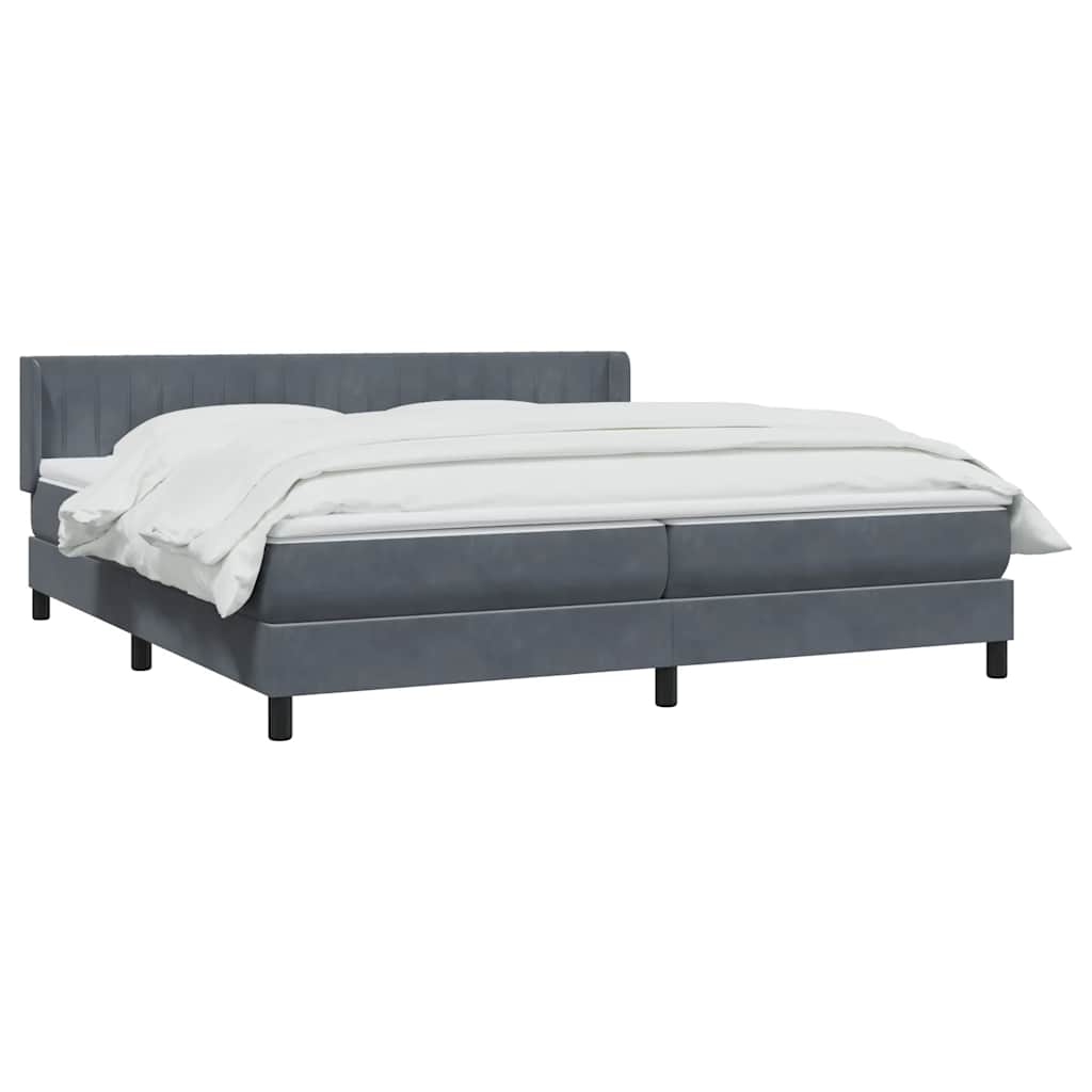 Boxspring met matras fluweel donkergrijs 200x220 cm – afbeelding 3
