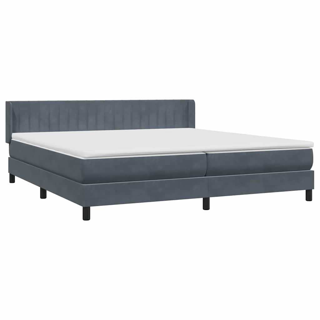 Boxspring met matras fluweel donkergrijs 200x220 cm – afbeelding 4