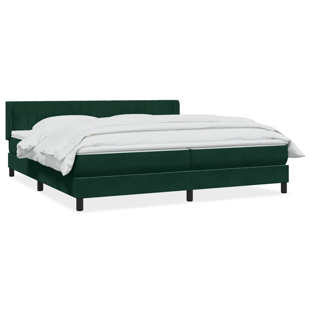 Boxspring met matras fluweel donkergroen 200x220 cm – afbeelding 2