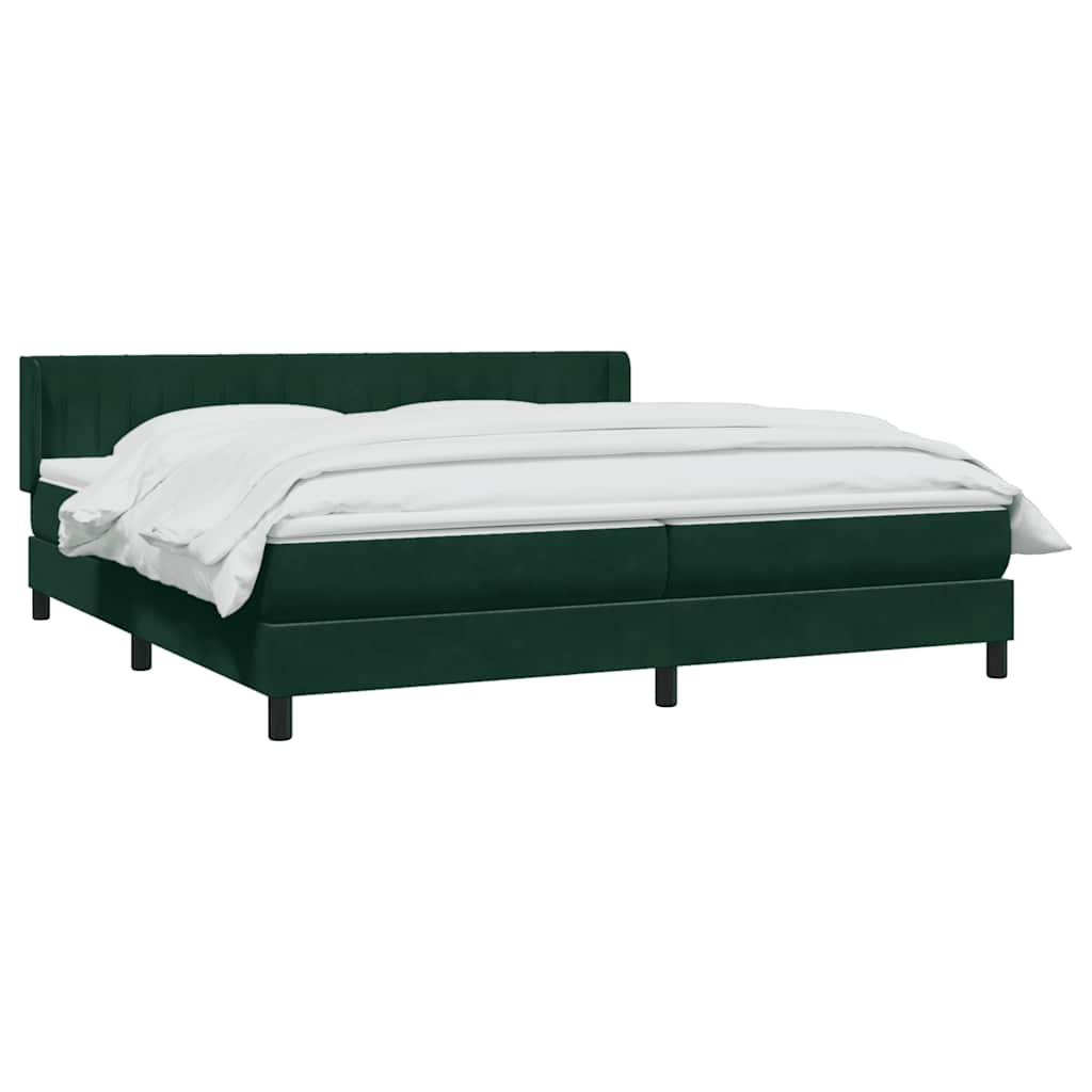Boxspring met matras fluweel donkergroen 200x220 cm – afbeelding 3