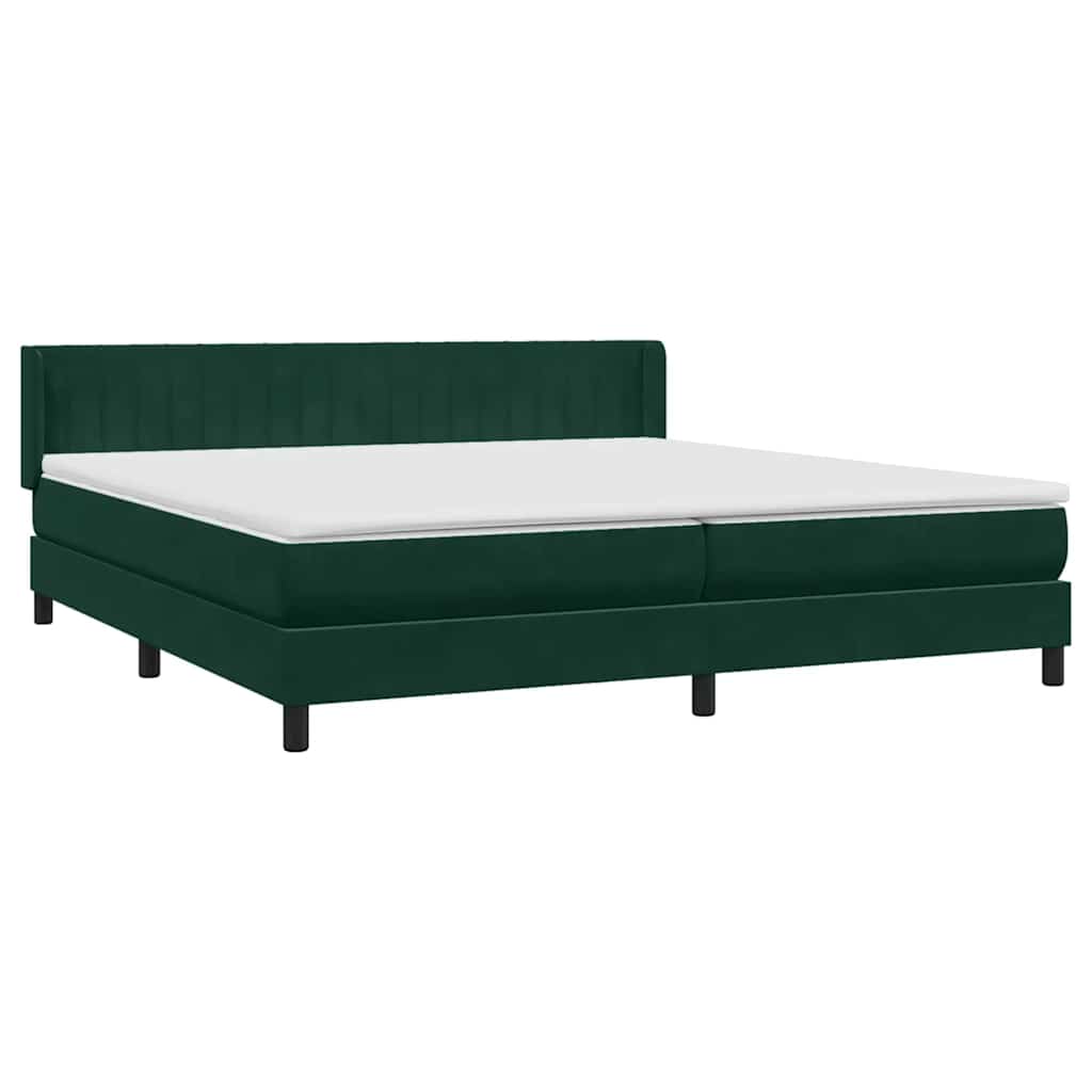 Boxspring met matras fluweel donkergroen 200x220 cm – afbeelding 4
