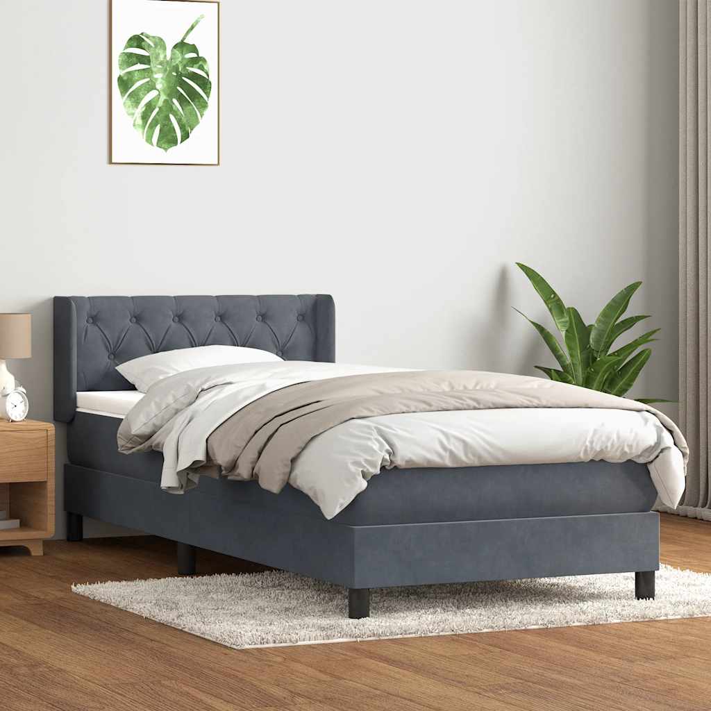 Boxspring met matras fluweel donkergrijs 80x210 cm – afbeelding 1