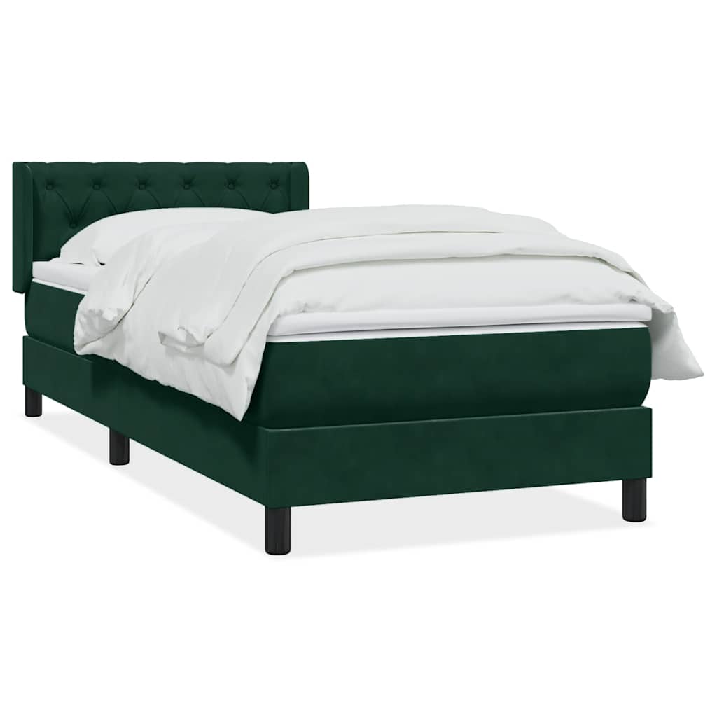 Boxspring met matras fluweel donkergroen 80x210 cm – afbeelding 2