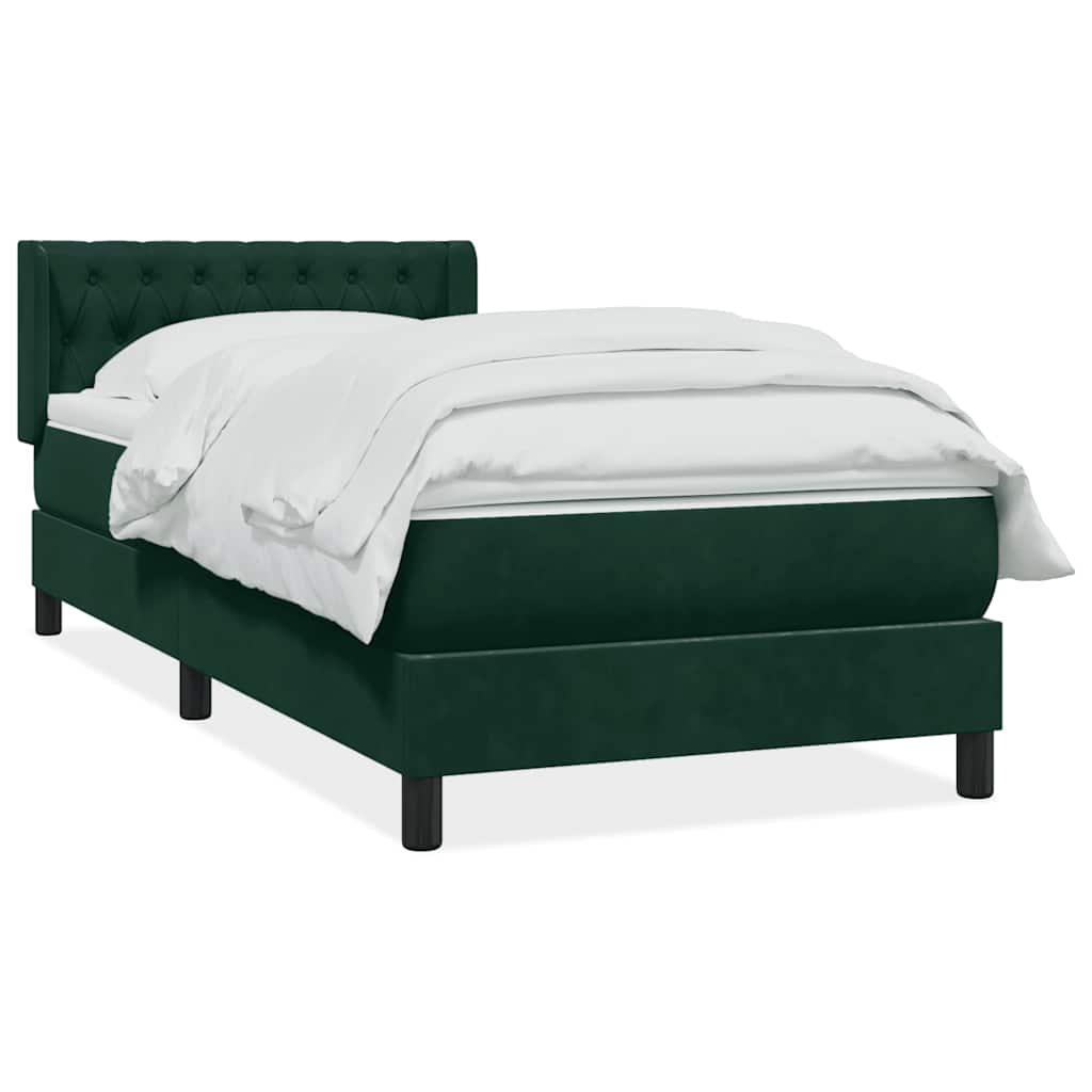 Boxspring met matras fluweel donkergroen 80x210 cm – afbeelding 3