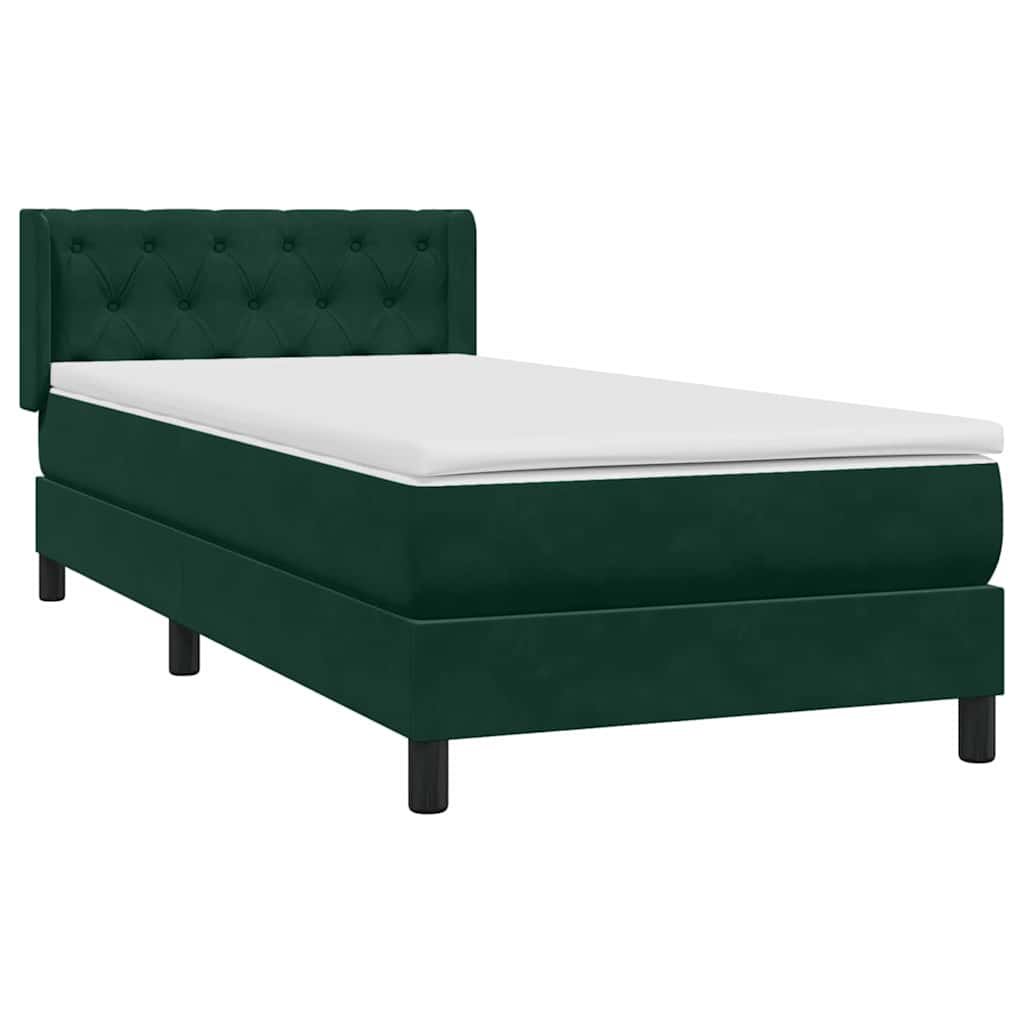 Boxspring met matras fluweel donkergroen 80x210 cm – afbeelding 4