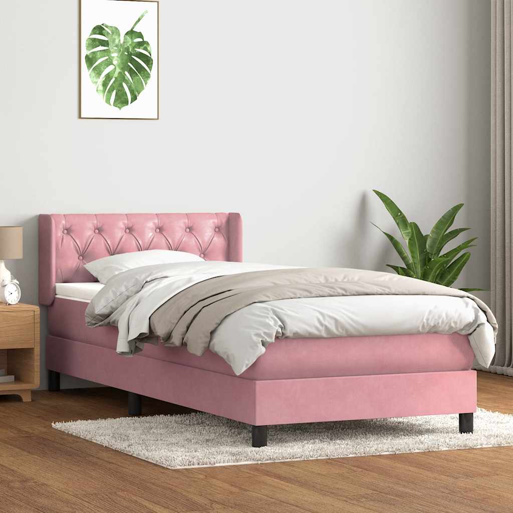 Boxspring met matras fluweel roze 80x210 cm – afbeelding 1