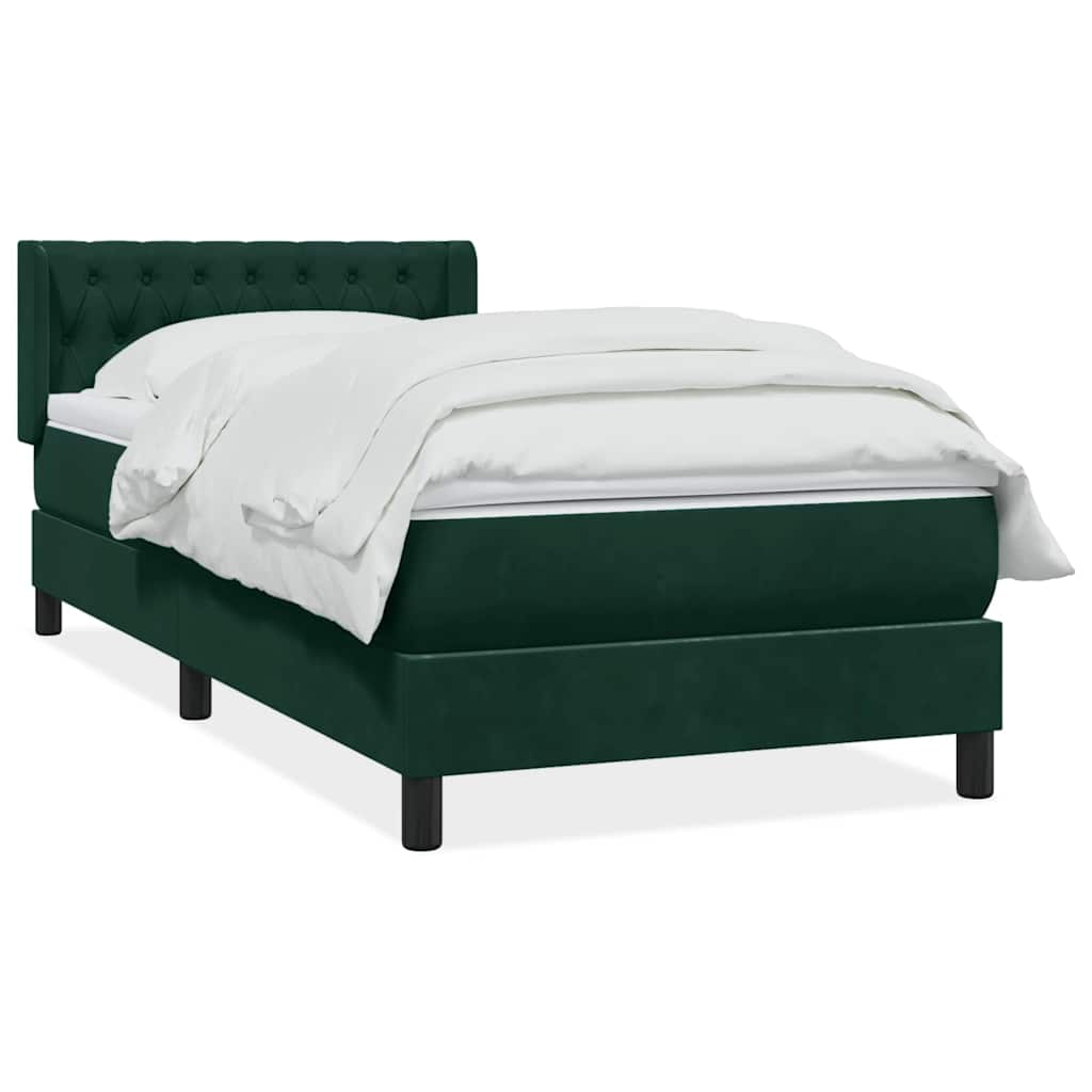 Boxspring met matras fluweel donkergroen 90x210 cm – afbeelding 2
