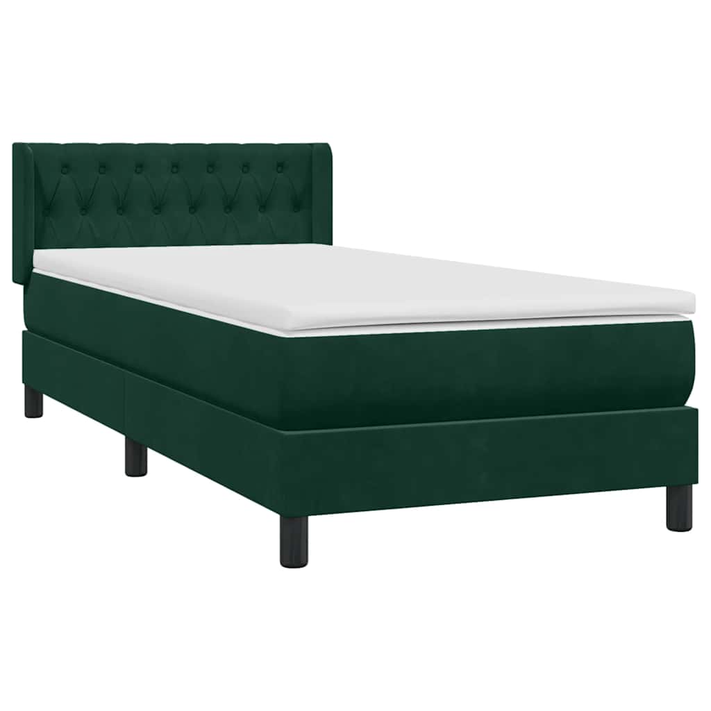 Boxspring met matras fluweel donkergroen 90x210 cm – afbeelding 4