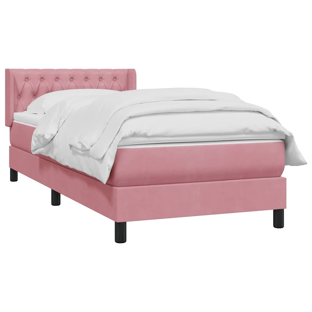 Boxspring met matras fluweel roze 90x210 cm – afbeelding 3