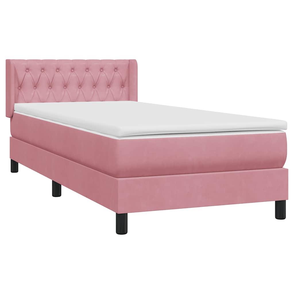 Boxspring met matras fluweel roze 90x210 cm – afbeelding 4