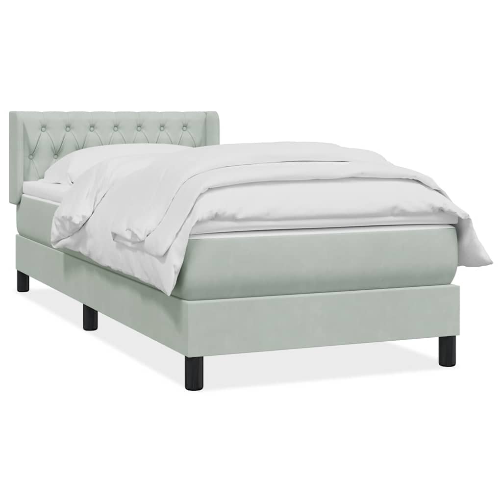 Boxspring met matras fluweel lichtgrijs 100x210 cm – afbeelding 2