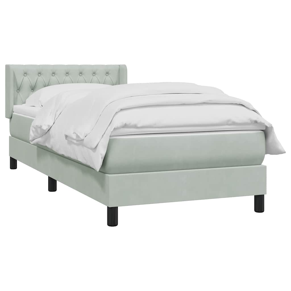 Boxspring met matras fluweel lichtgrijs 100x210 cm – afbeelding 3
