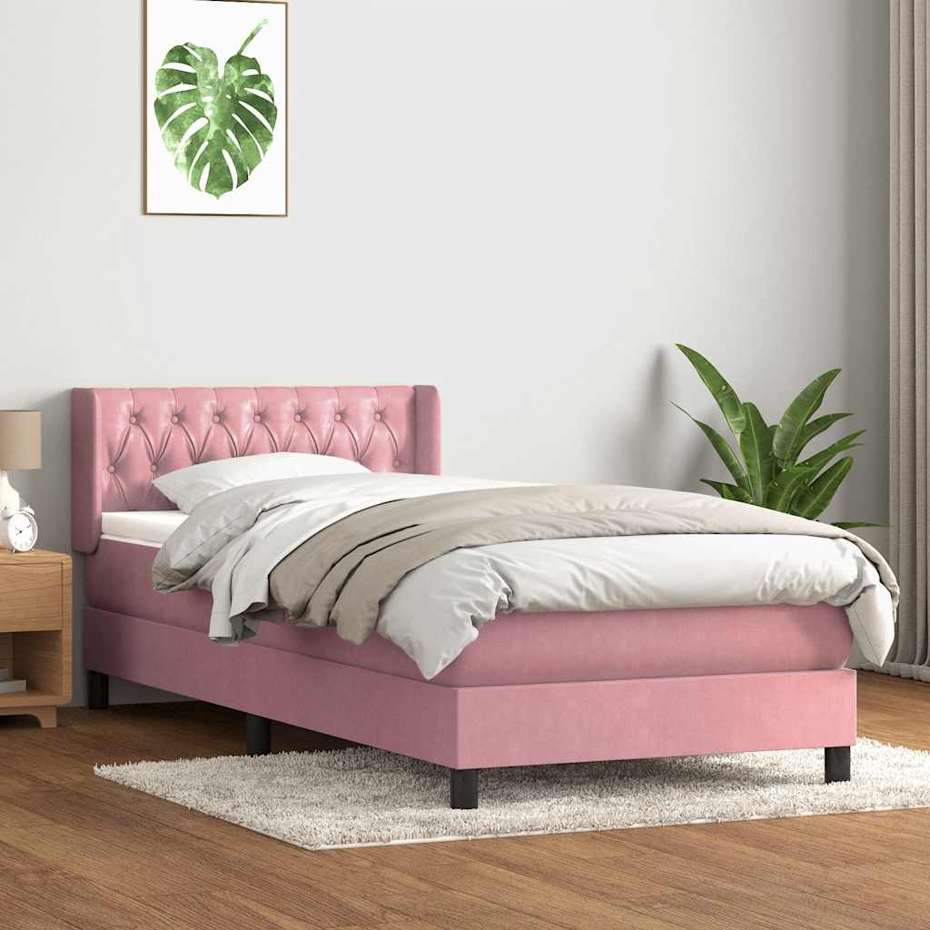 Boxspring met matras fluweel roze 100x210 cm