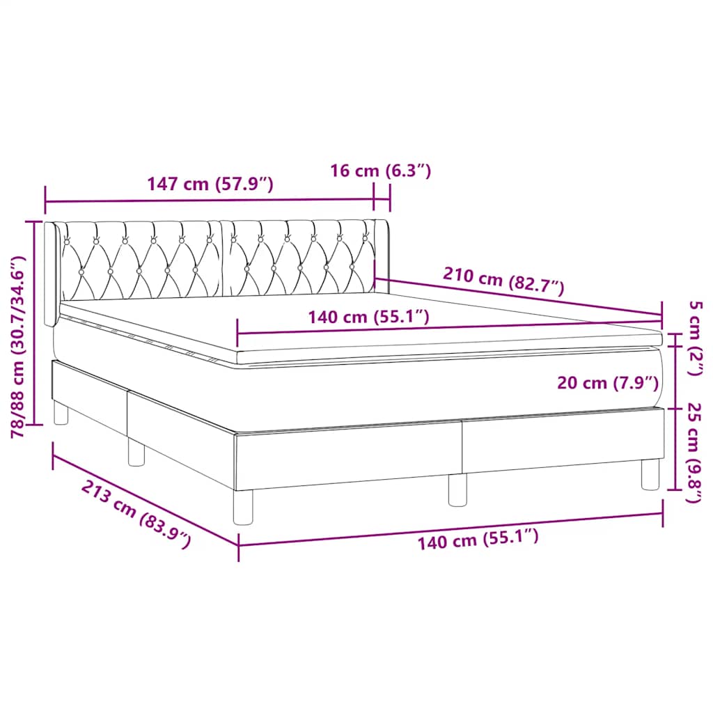 Boxspring met matras fluweel zwart 140x210 cm – afbeelding 12