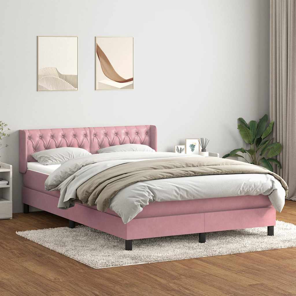 Boxspring met matras fluweel roze 160x210 cm – afbeelding 1