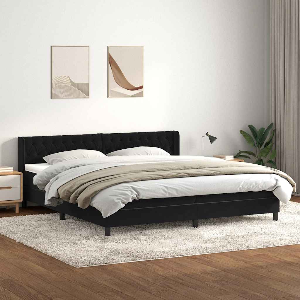 Boxspring met matras fluweel zwart 180x210 cm – afbeelding 1
