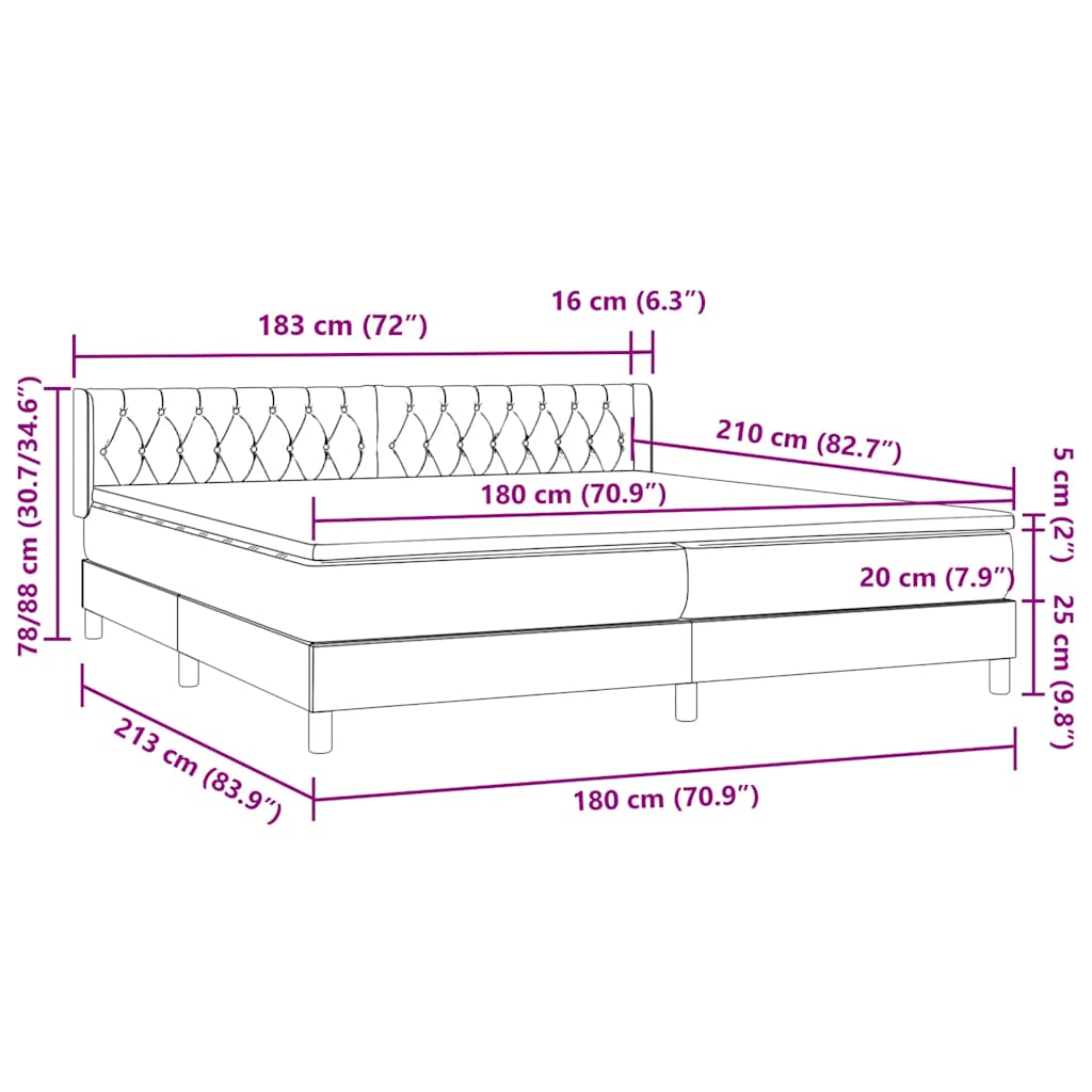 Boxspring met matras fluweel zwart 180x210 cm – afbeelding 12