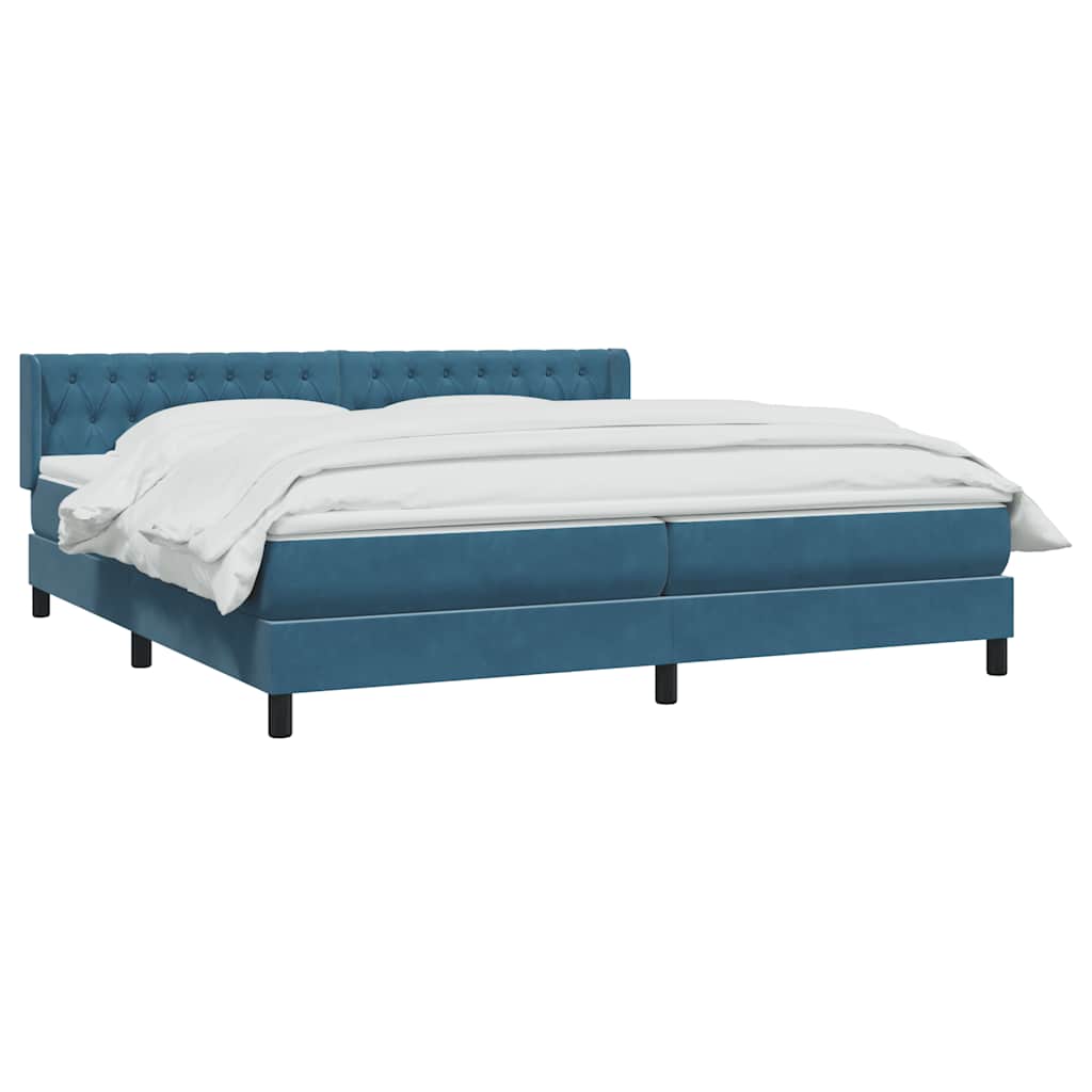 Boxspring met matras fluweel donkerblauw 180x210 cm – afbeelding 3