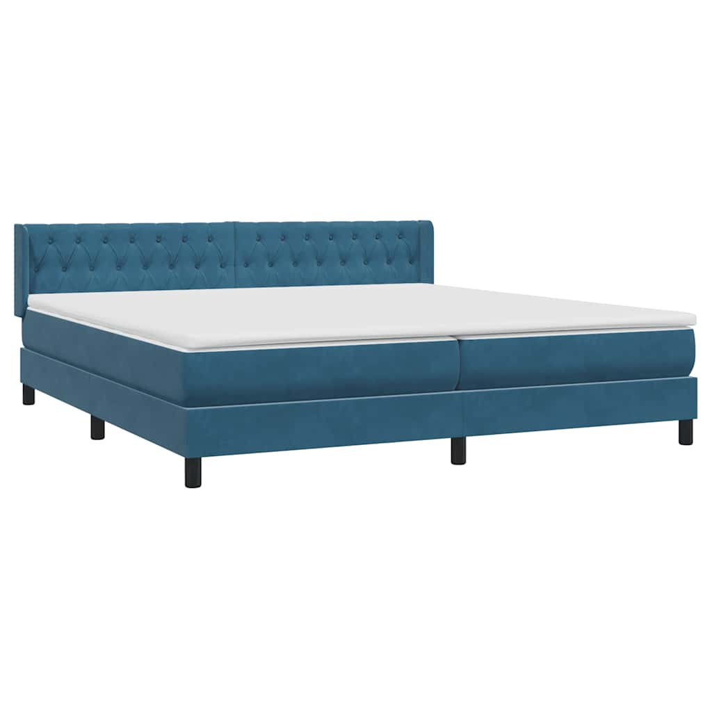 Boxspring met matras fluweel donkerblauw 180x210 cm – afbeelding 4