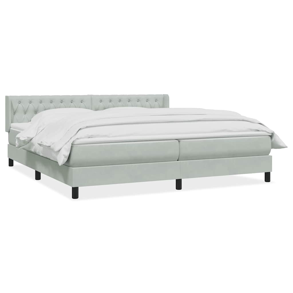 Boxspring met matras fluweel lichtgrijs 200x210 cm – afbeelding 2
