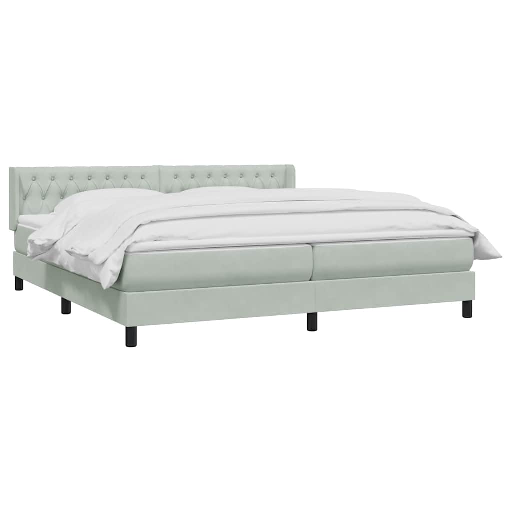 Boxspring met matras fluweel lichtgrijs 200x210 cm – afbeelding 3