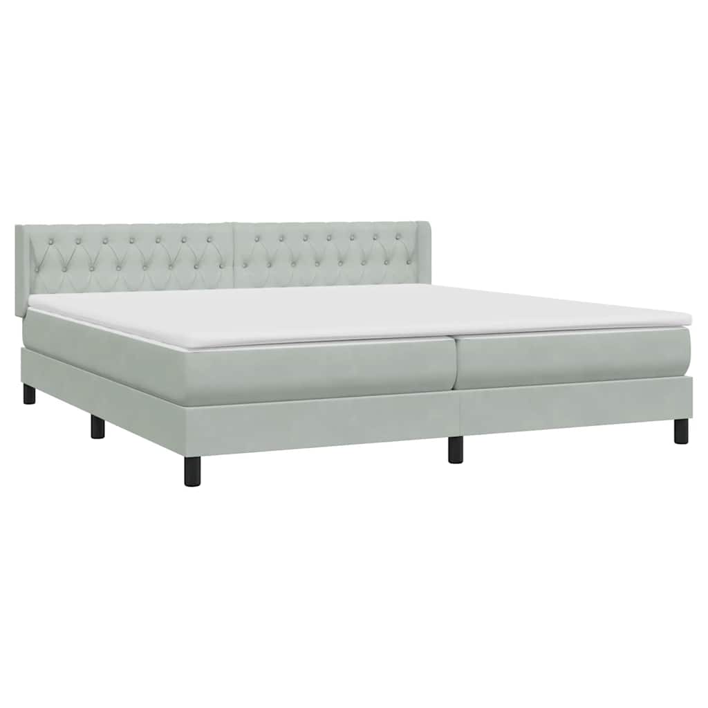 Boxspring met matras fluweel lichtgrijs 200x210 cm – afbeelding 4