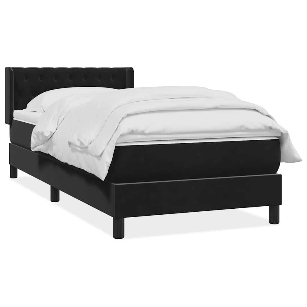 Boxspring met matras fluweel zwart 90x220 cm – afbeelding 1