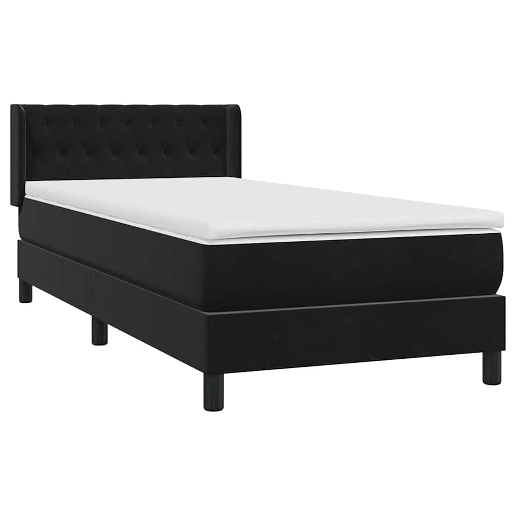 Boxspring met matras fluweel zwart 90x220 cm – afbeelding 2