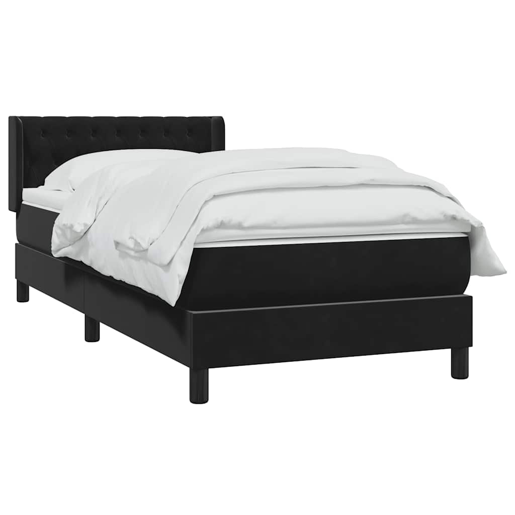 Boxspring met matras fluweel zwart 90x220 cm – afbeelding 4