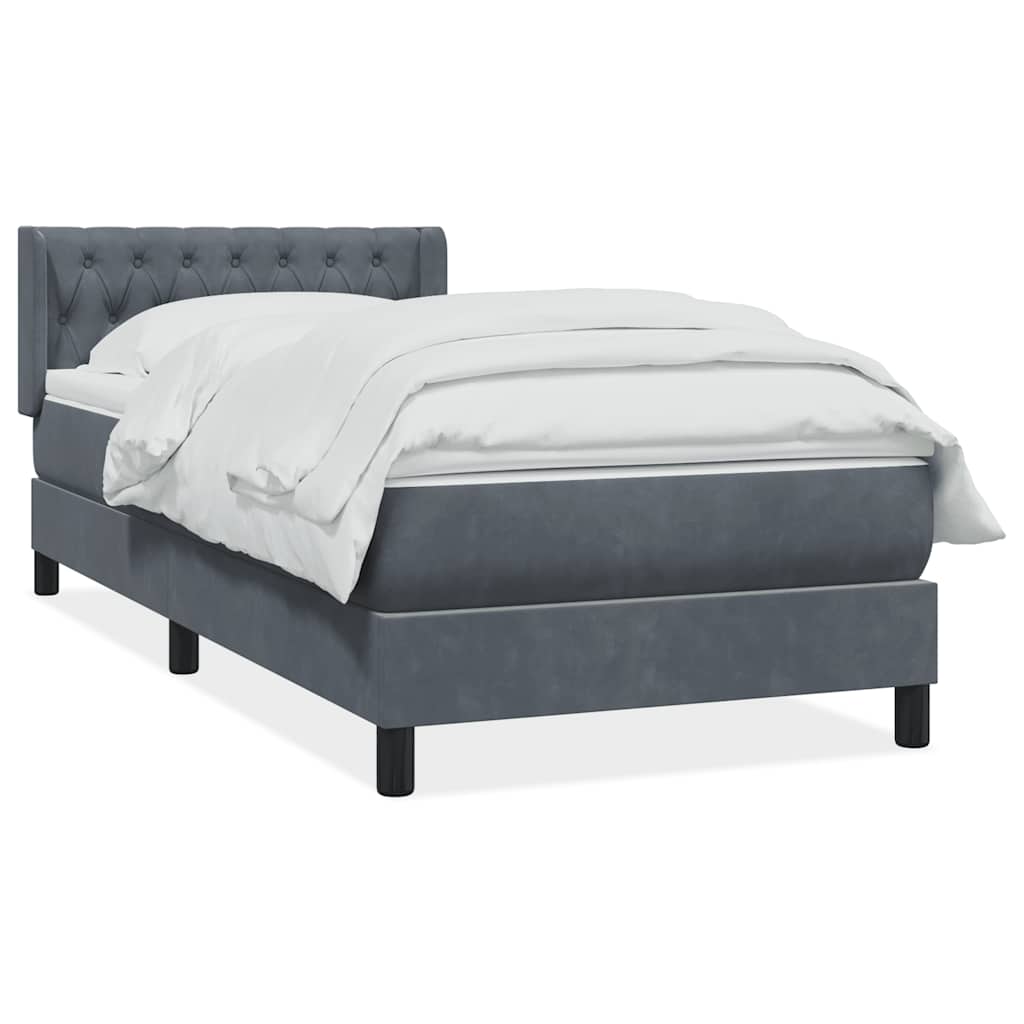 Boxspring met matras fluweel donkergrijs 100x220 cm – afbeelding 2