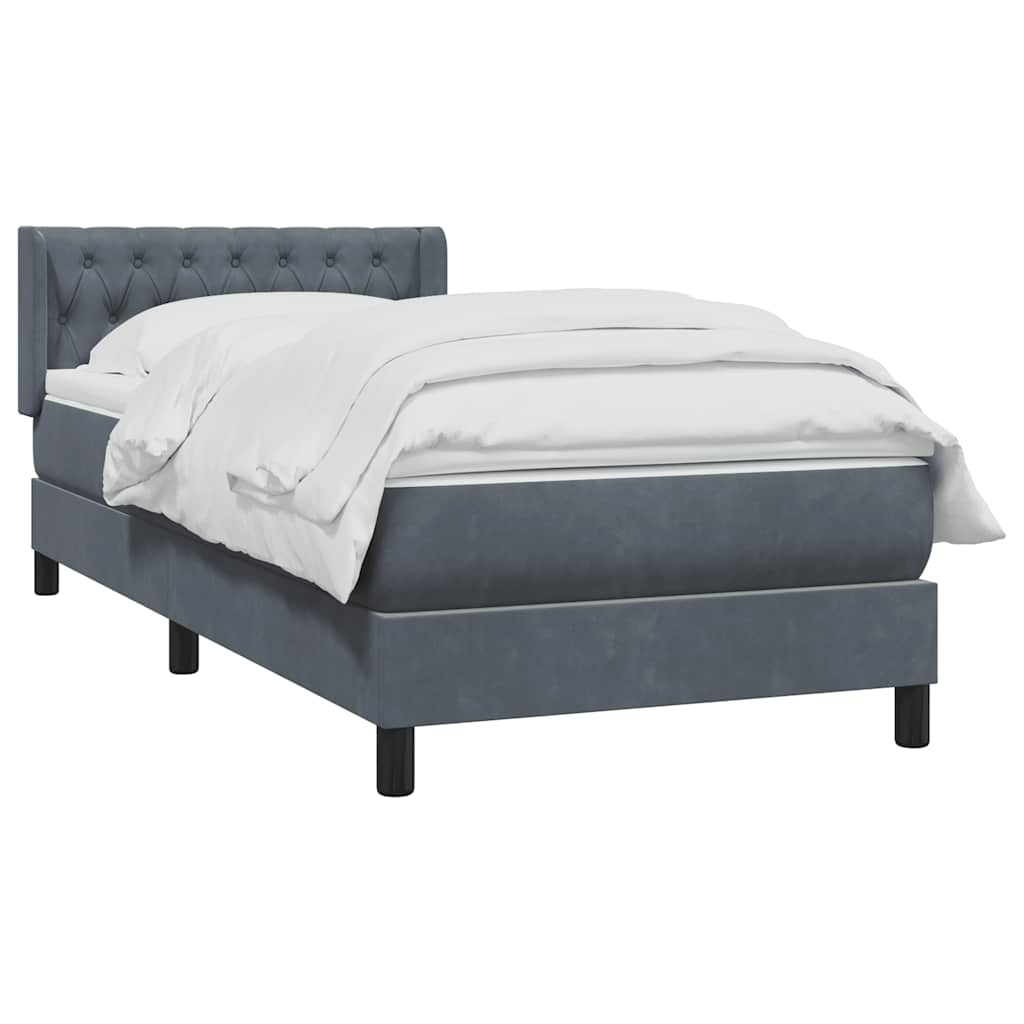 Boxspring met matras fluweel donkergrijs 100x220 cm – afbeelding 3