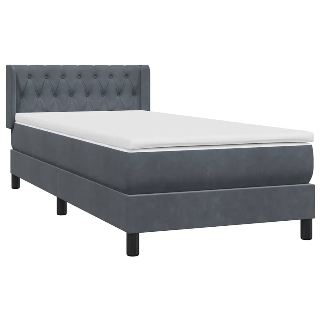 Boxspring met matras fluweel donkergrijs 100x220 cm – afbeelding 4