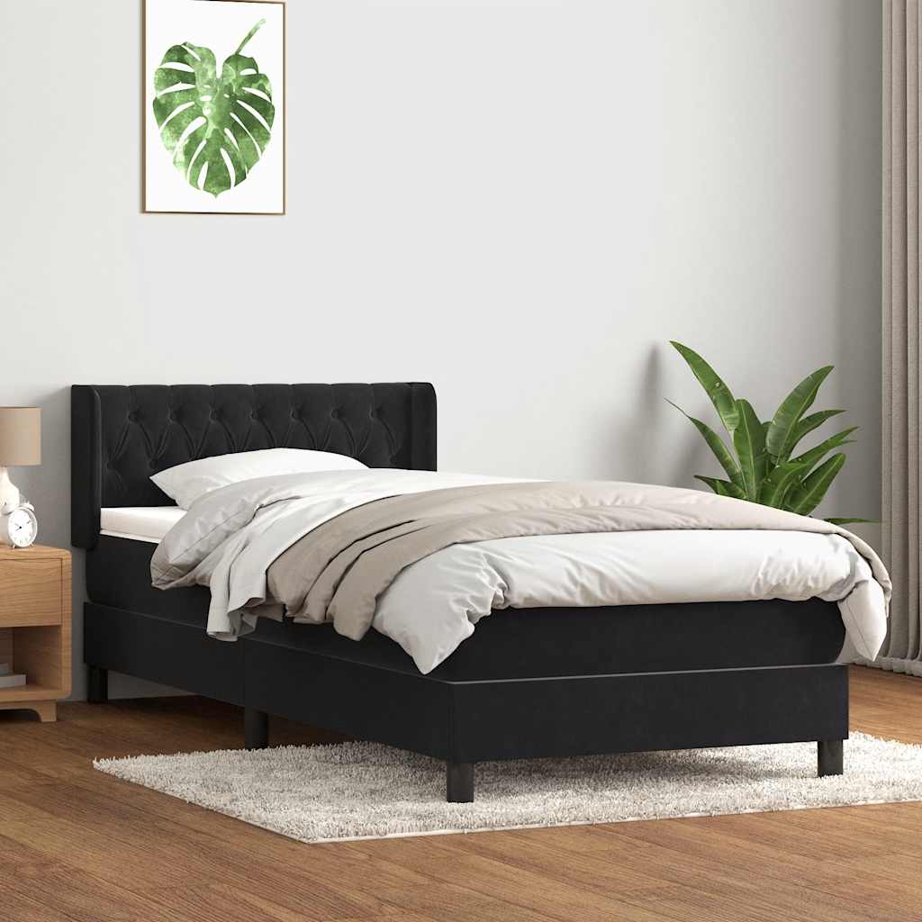 Boxspring met matras fluweel zwart 100x220 cm – afbeelding 1