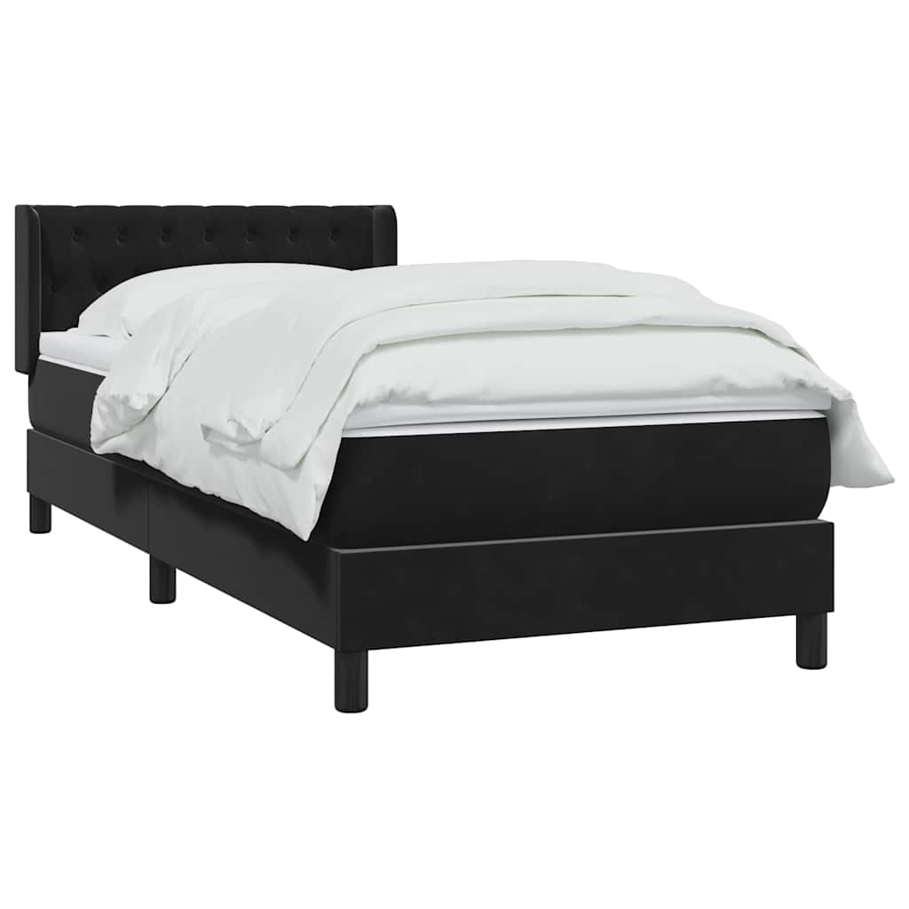 Boxspring met matras fluweel zwart 100x220 cm – afbeelding 3