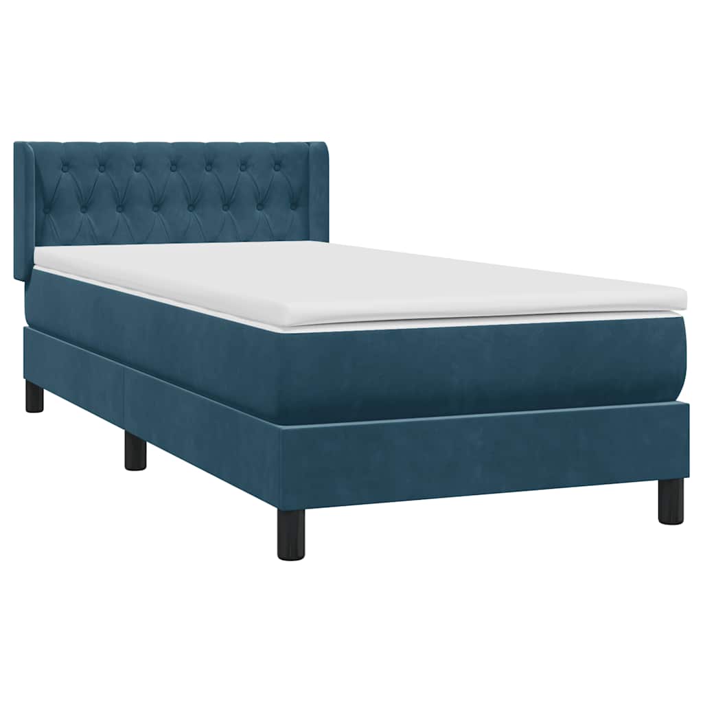 Boxspring met matras fluweel donkerblauw 100x220 cm – afbeelding 4