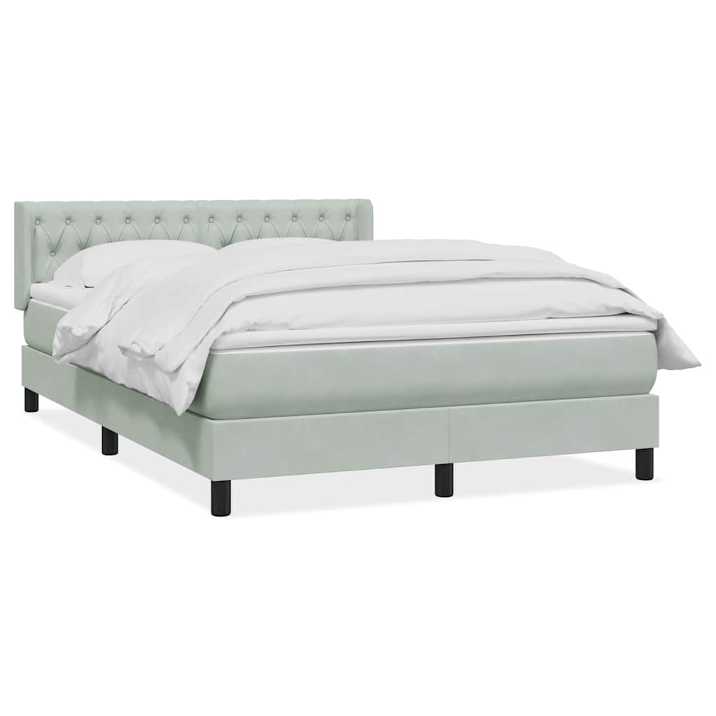 Boxspring met matras fluweel lichtgrijs 140x220 cm – afbeelding 2