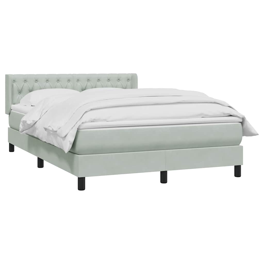 Boxspring met matras fluweel lichtgrijs 140x220 cm – afbeelding 3