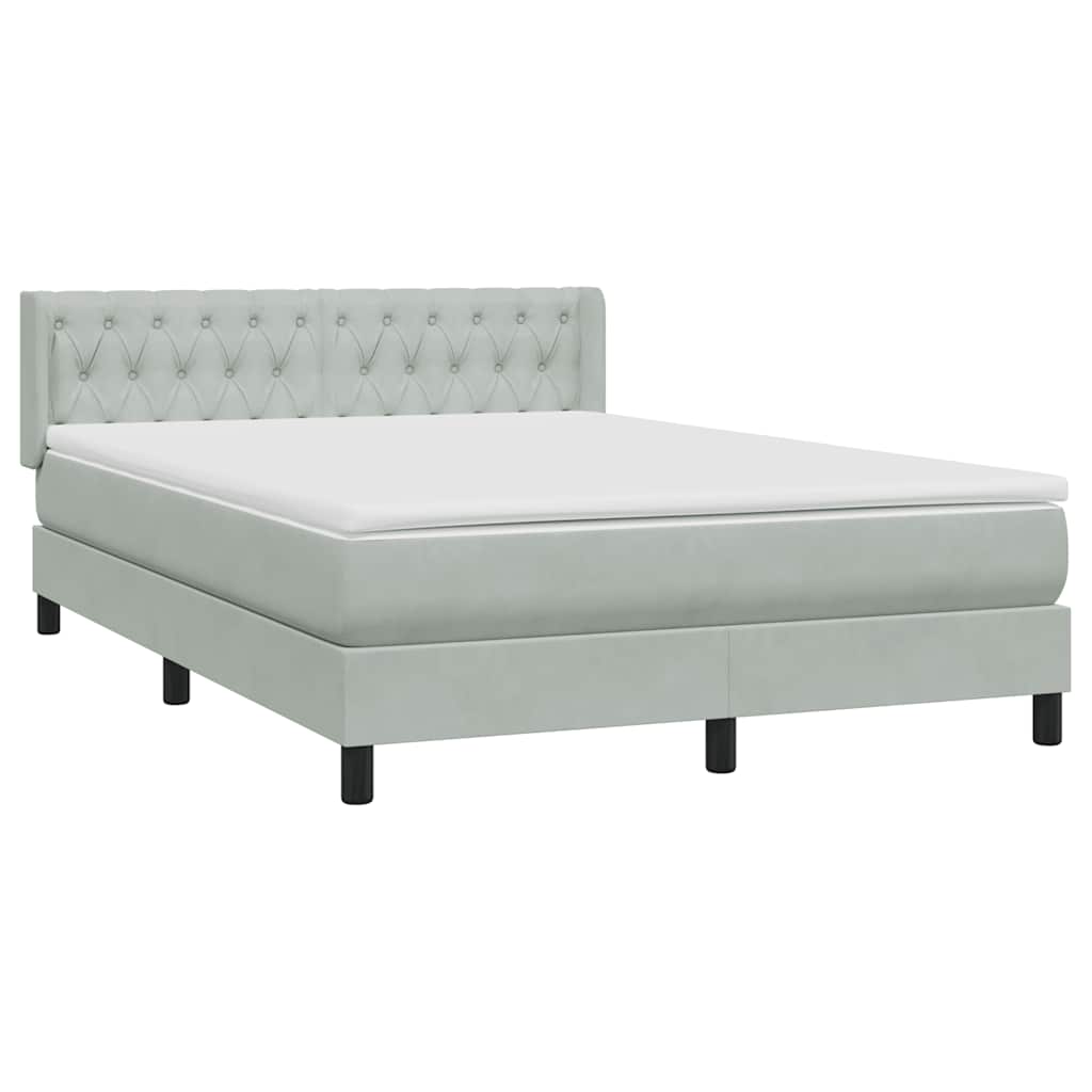 Boxspring met matras fluweel lichtgrijs 140x220 cm – afbeelding 4