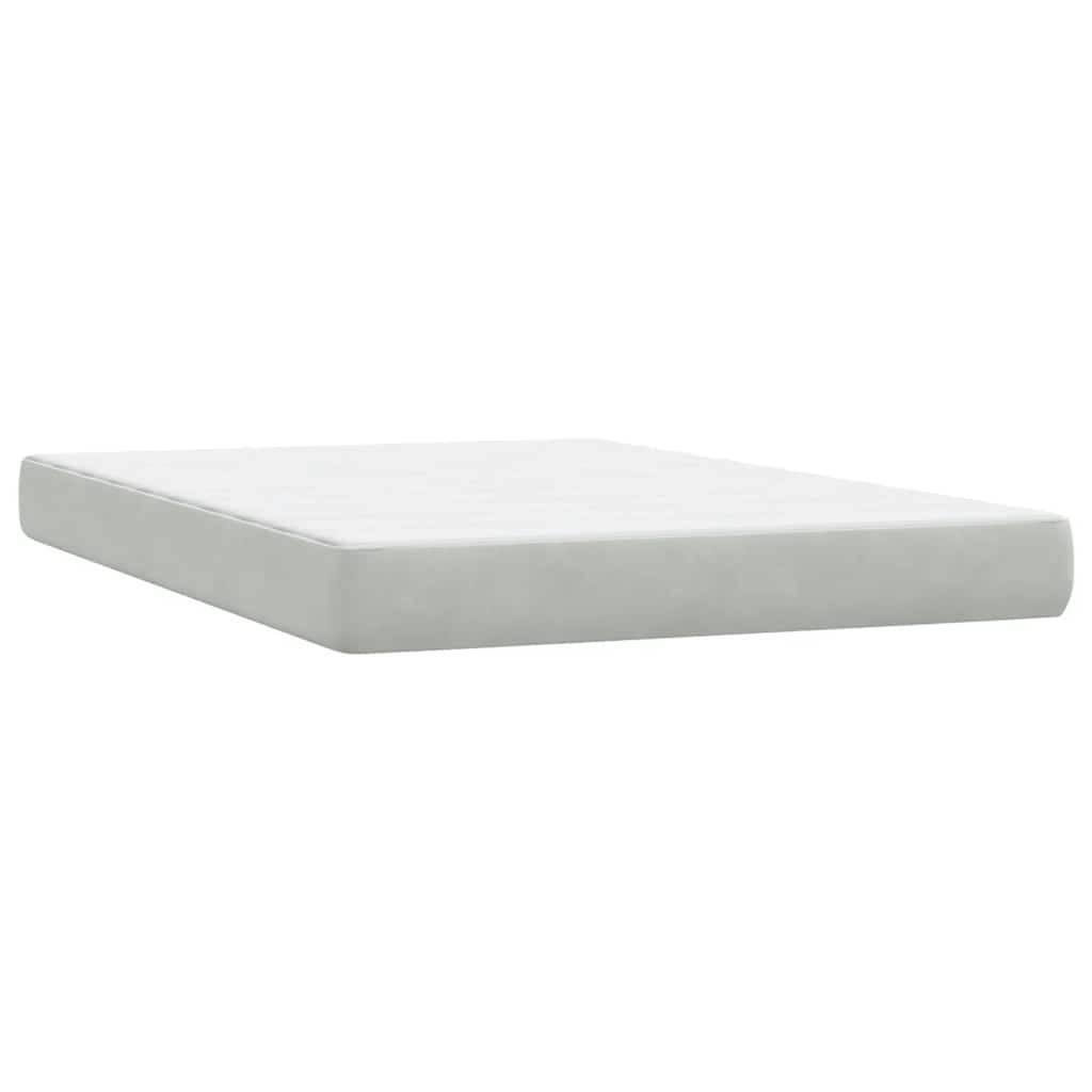Boxspring met matras fluweel lichtgrijs 140x220 cm – afbeelding 6