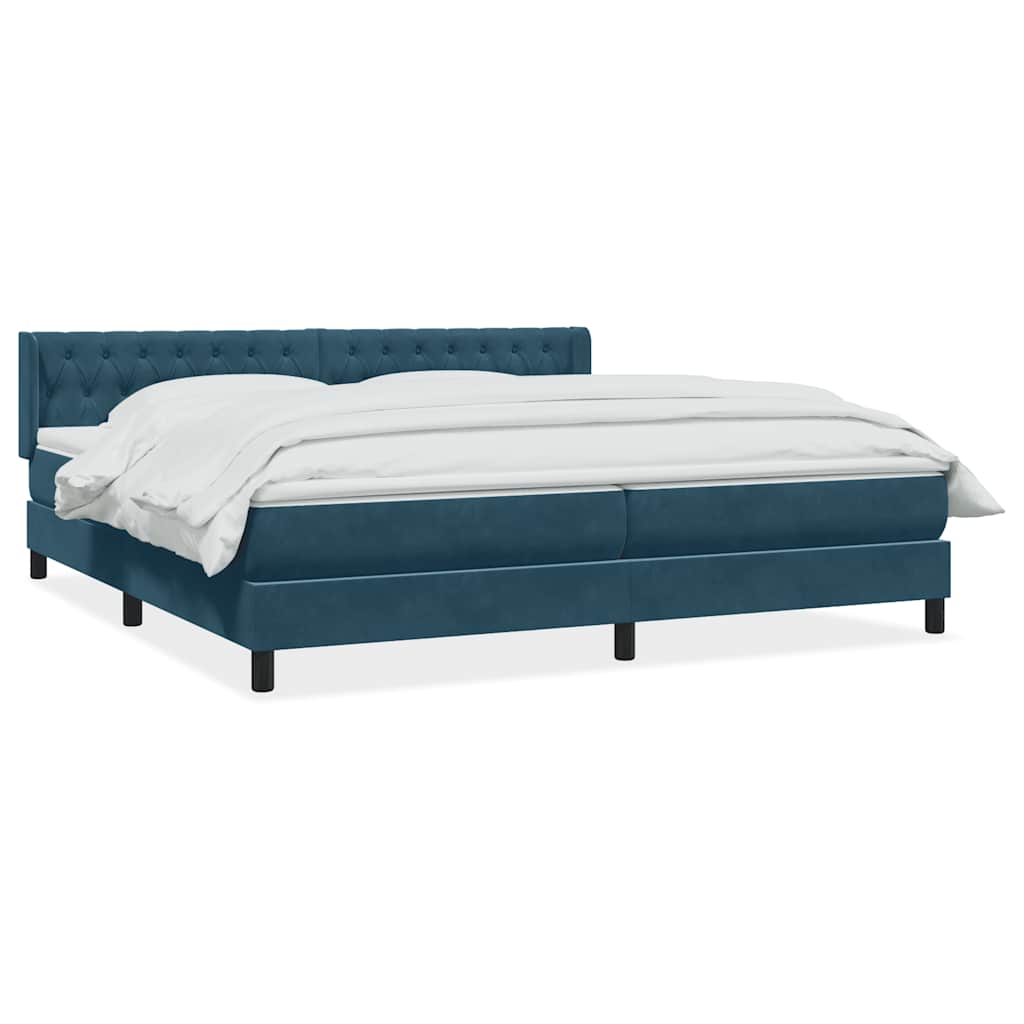 Boxspring met matras fluweel donkerblauw 180x220 cm – afbeelding 2
