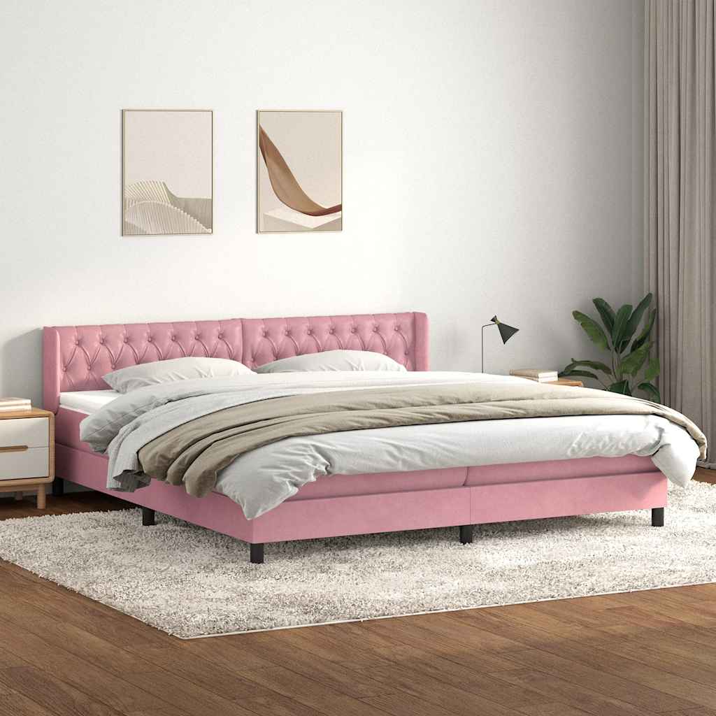 Boxspring met matras fluweel roze 180x220 cm – afbeelding 1