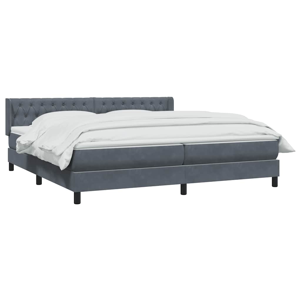Boxspring met matras fluweel donkergrijs 200x220 cm – afbeelding 3