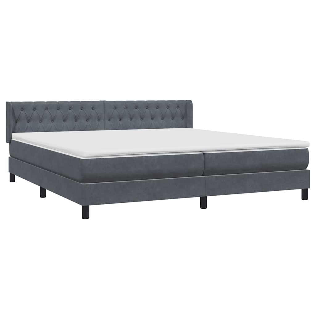Boxspring met matras fluweel donkergrijs 200x220 cm – afbeelding 4