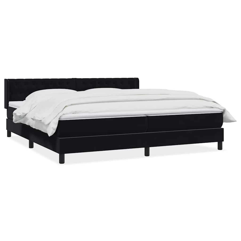 Boxspring met matras fluweel zwart 200x220 cm – afbeelding 2