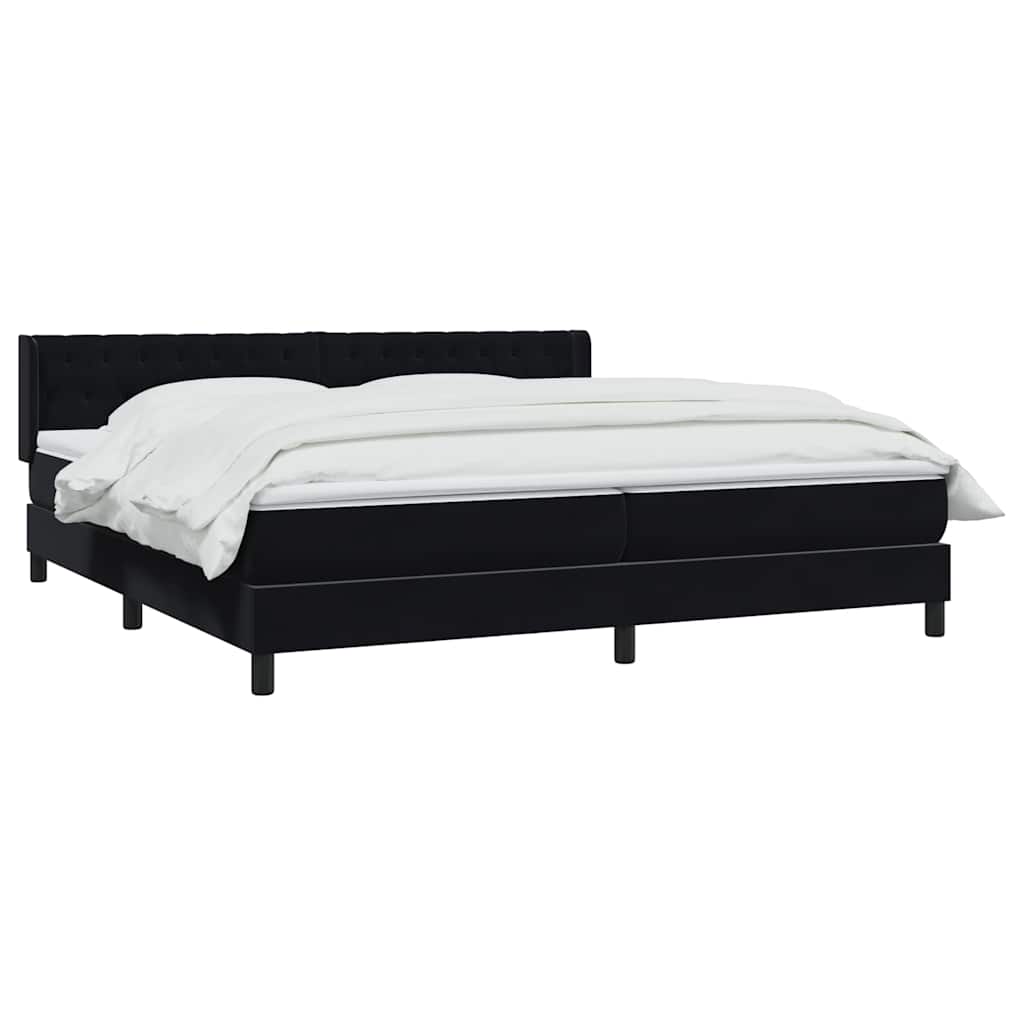 Boxspring met matras fluweel zwart 200x220 cm – afbeelding 3