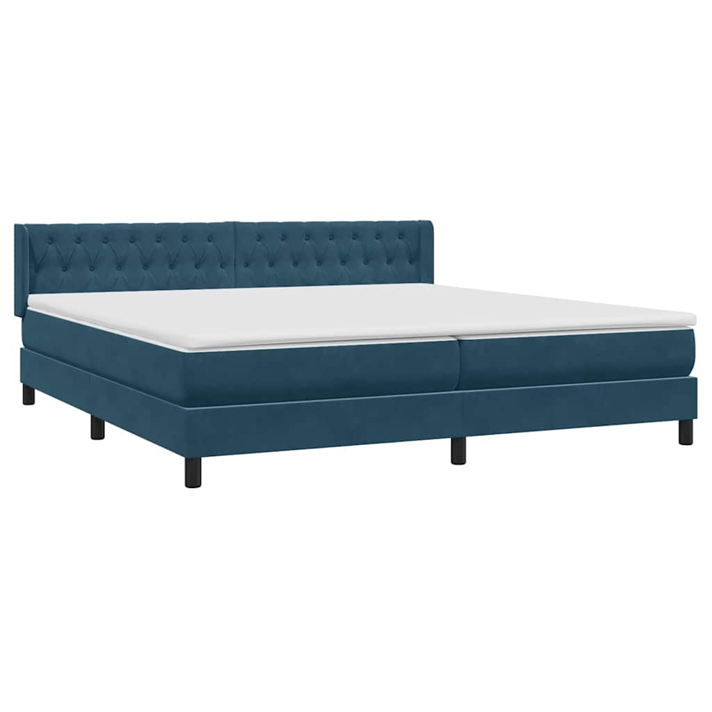 Boxspring met matras fluweel donkerblauw 200x220 cm – afbeelding 4